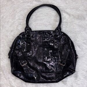 Jones New York Black Croc-Embossed Handbag